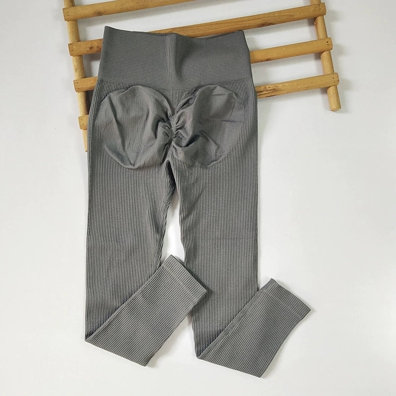 Women's Fall & Winter Ribbed Yoga Leggings, High Waist Thickened, Peach Butt Lifting & 4-Way Stretch Breathable Workout Pants