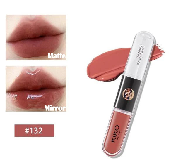 Hot Kiko Double Headed Lipstick Transparent Mirror Lip Gloss Non Fading Oil Sexy Rich Lip Gloss Milk Tea Bean Paste Naked Makeup