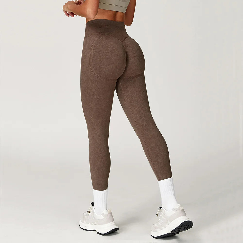 Women Yoga Pants Sports Leggings Seamless Sports Yoga Pant High Waist Ribbed Gym Clothes Fitness Workout Wear Scrunch Bum Tights