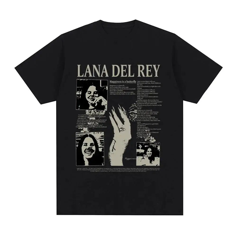 Singer Lana Del Rey Print T Shirt Men Women Fashion Hip Hop Streetwear Harajuku Short Sleeve Plus Size T Shirt Unisex