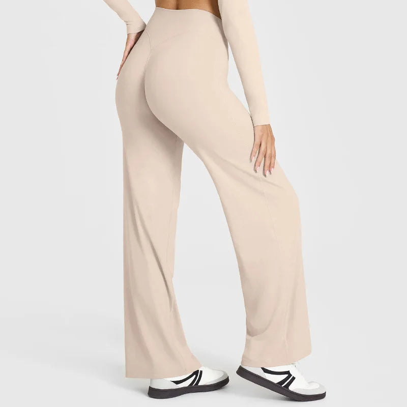 VEQKING Soft Active Women Yoga Pants Strait-leg Yoga Pilates Trousers Naked Feel Gym Fitness Peach Hip Outfits Loose Fit Bottoms