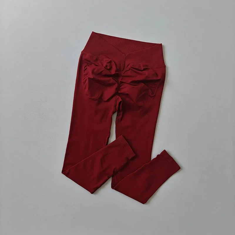 V Waist Scrunch Butt Leggings Women High Waisted Booty Lifting Quick Dry High Stretch Yoga Pants Gym