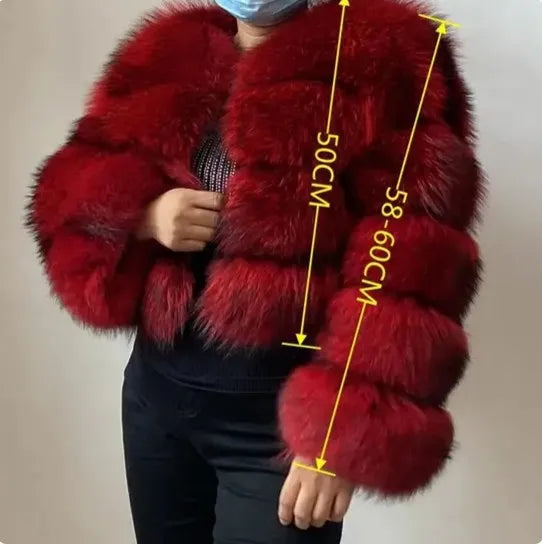 Women Fake Raccoon Fur Jacket Autumn Winter Faux Fur Fox Coats Short Coat Jackets Furry Outerwear Elegant Thick Warm Coats