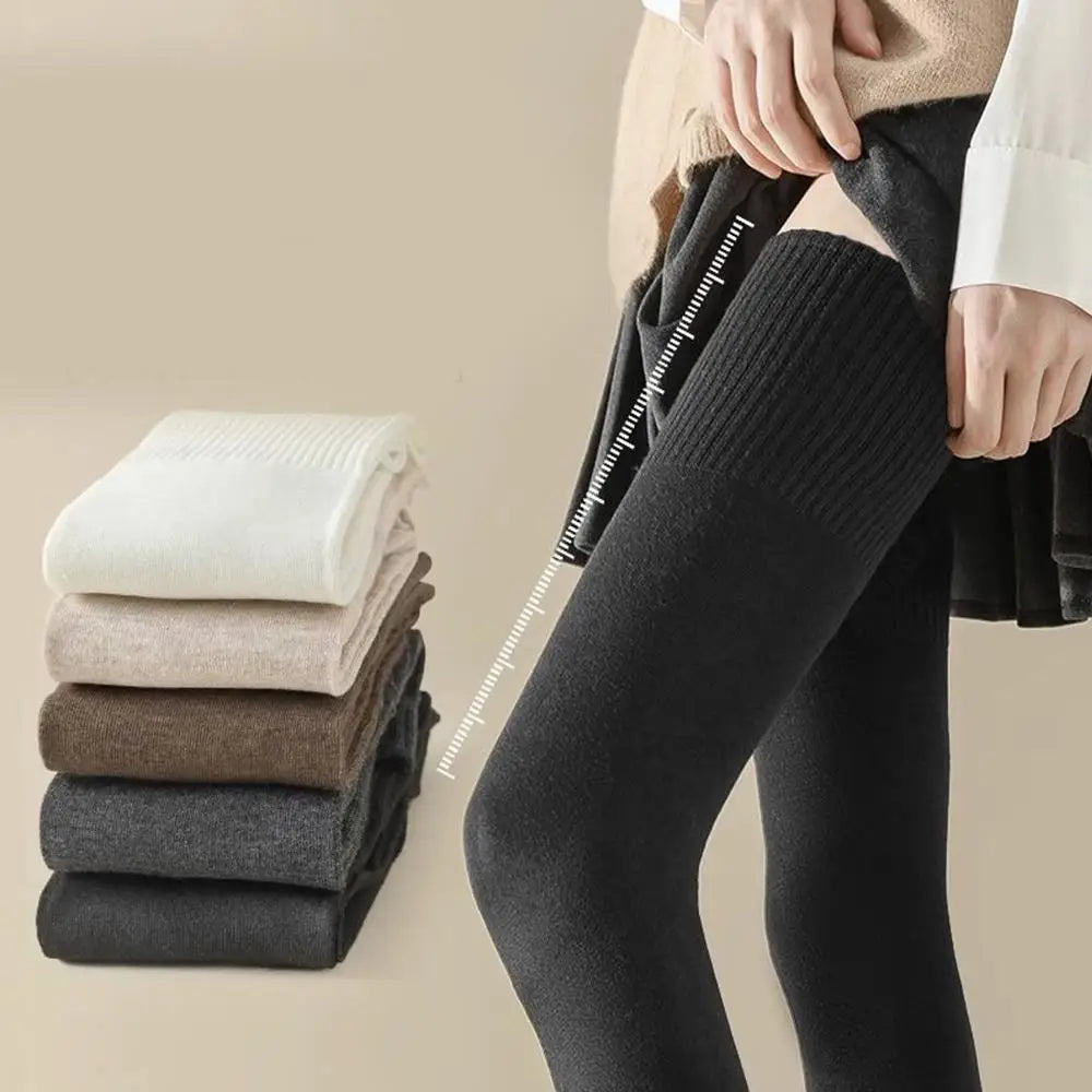 Winter Thigh High Socks For Women 100cm Lengthened JK Lolita Stockings Solid Color Over The Knee Stocks Slim Velvet Thigh Socks