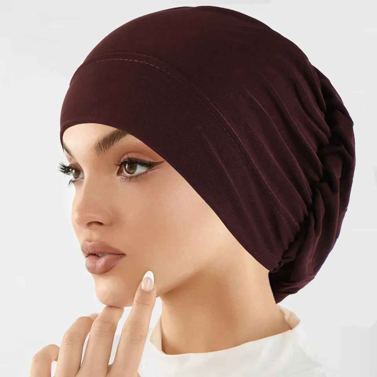 Muslim Fashion Women Hijabs Soft Stretch Solid Color Turban Hat Cancer Chemo Beanies Caps Headwear Headwrap Hair Accessories