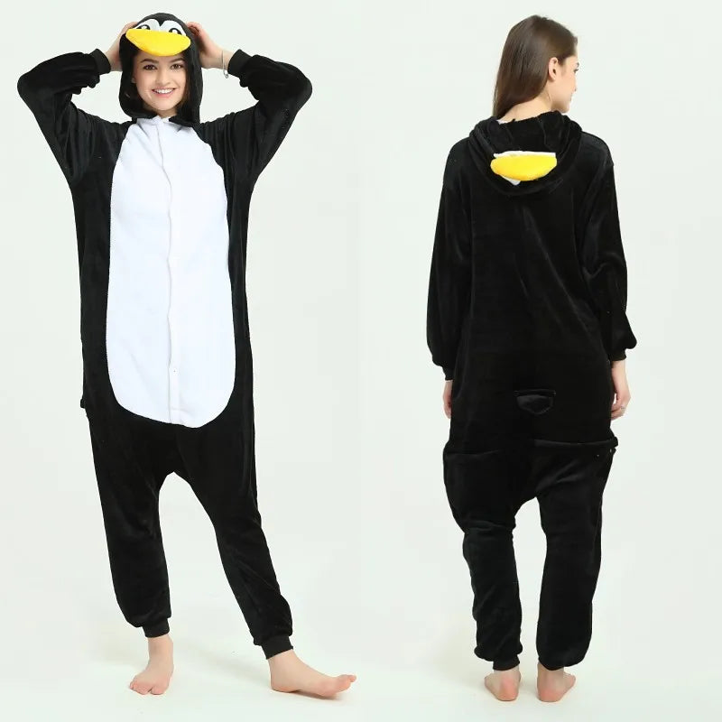 Adults Animal Onesies Unicorn Pajamas Couple Sleepwear Women Men Winter Unisex Kigurumi Costumes Cartoon Flannel Rabbit Pajamas