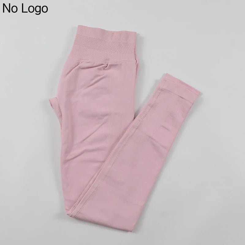 No Logo Sexy V-Back Leggings Seamless Yoga Pants Scrunch Butt Lifting Gym Leggings Low Ribbed Waistband Fitness Sports Tights