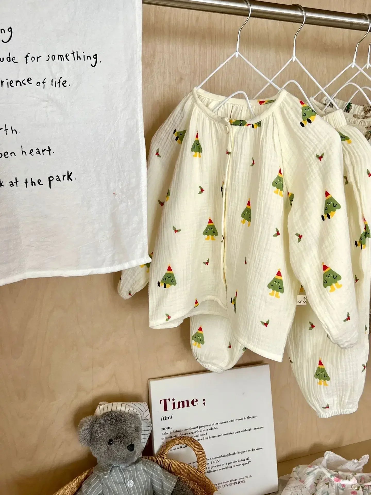 Children's Spring Grade Pajama Set Boys Girls Kids Cartoon Double Layer Gauze Home Clothing Set Baby Sleepwear Two-Piece Set