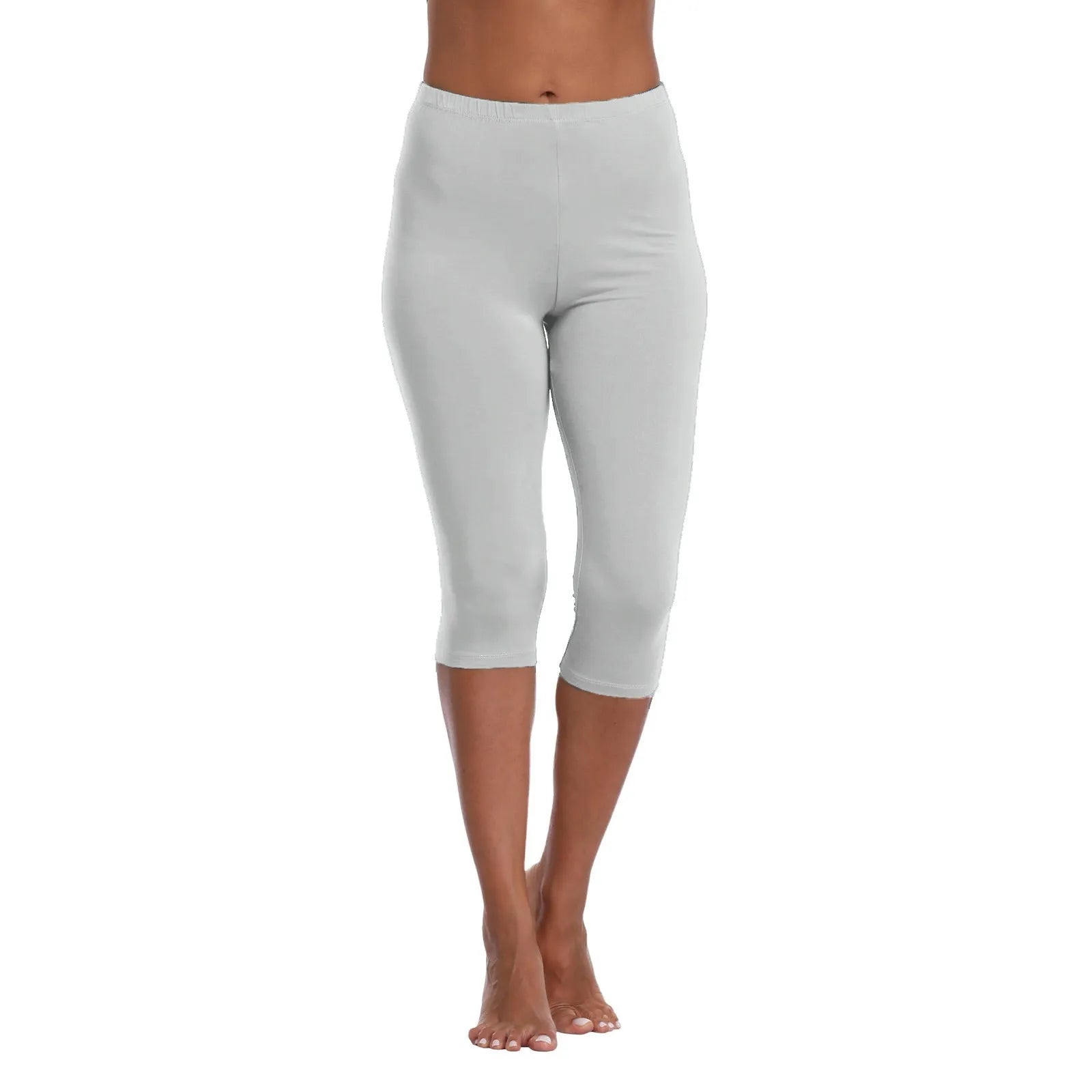 Women's Soft and Comfortable Basic Lightweight Seven Leggings Solid Color Casual Elastic Waist Hip Lift Yoga Pants