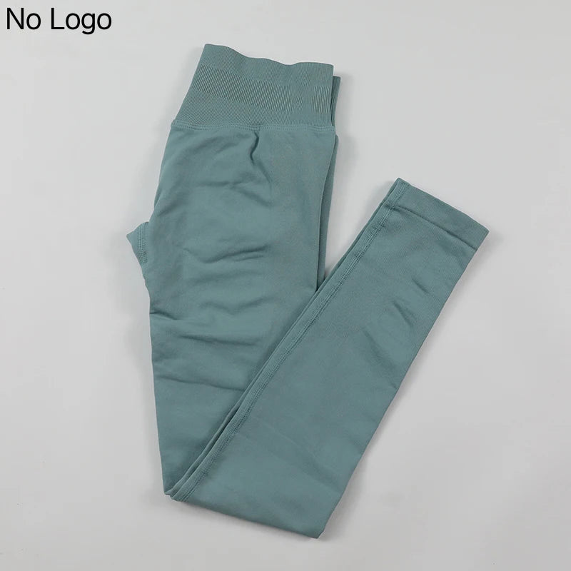 No Logo Sexy V-Back Leggings Seamless Yoga Pants Scrunch Butt Lifting Gym Leggings Low Ribbed Waistband Fitness Sports Tights