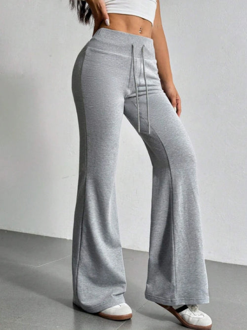Autumn and Winter New Solid Color Drawstring Women's bell-bottoms Casual Fashion Dressing