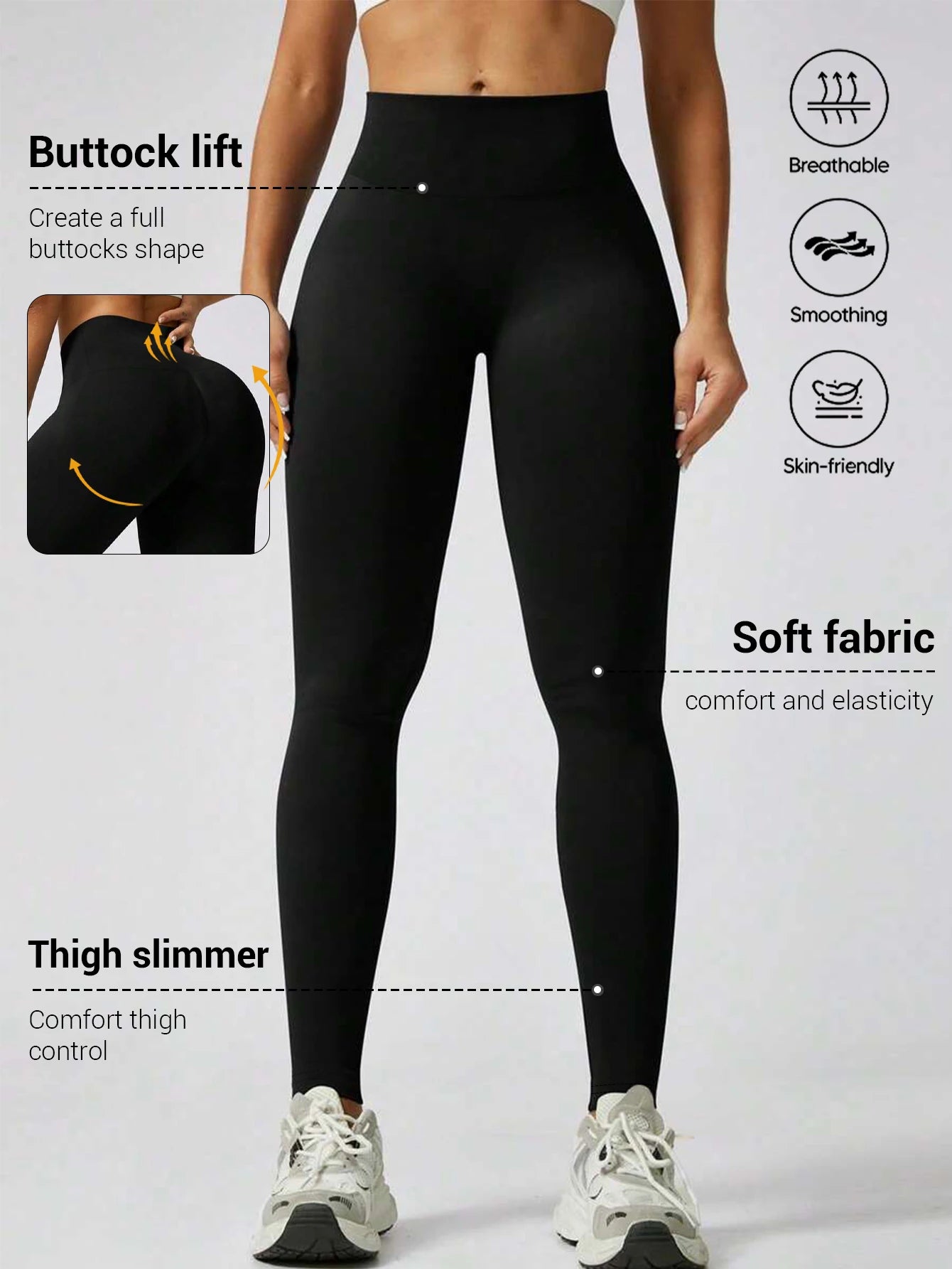 Womens Daily Athletic High Waist Skinny Leggings Tummy Control Hip Lifting Stretch Pants For Yoga Fitness Running Cycling