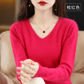 Autumn and Winter New Women's Sweater 100% Mink Cashmere Women's V-neck Pullover Casual Knitting Basic Fashion Large Top
