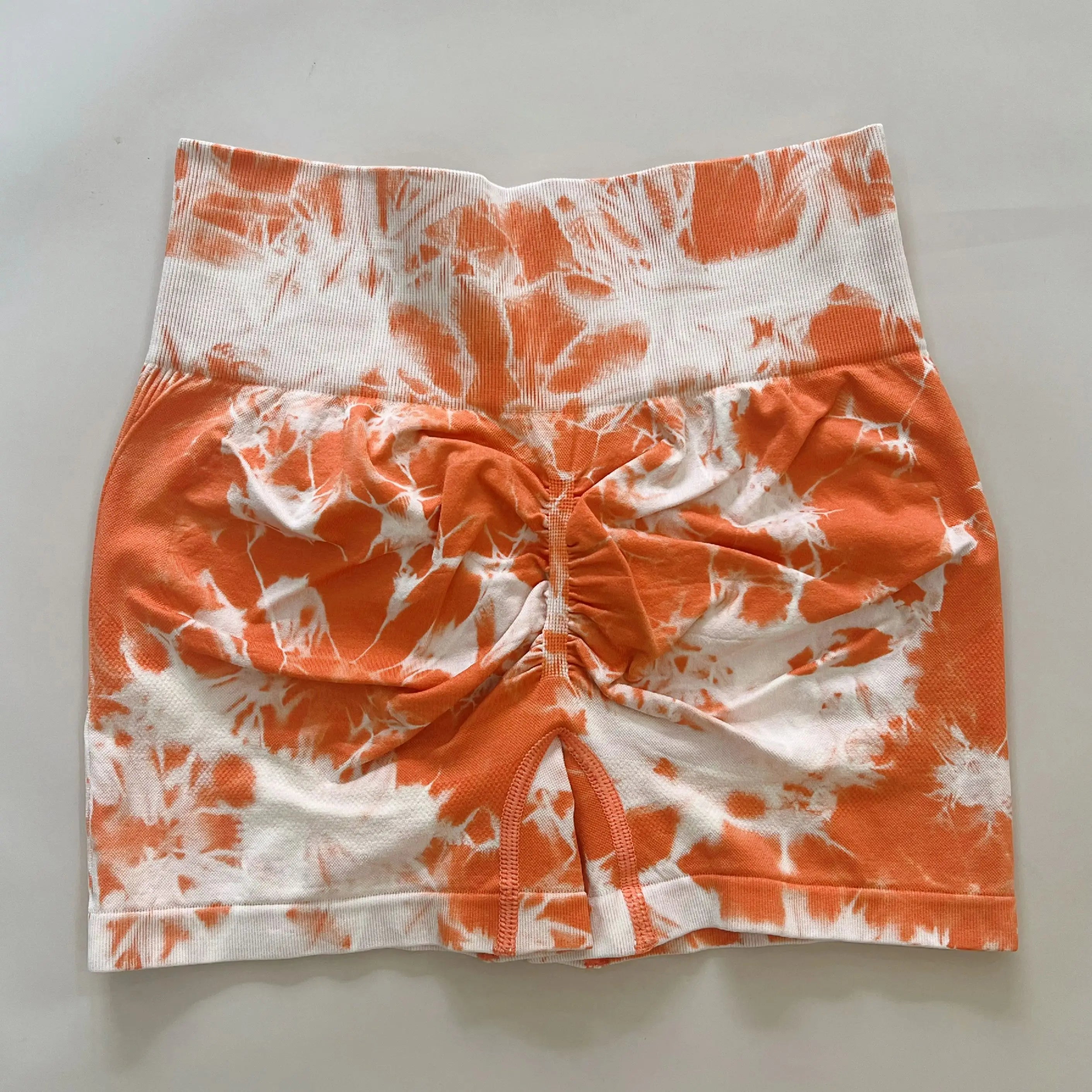 Women Tie Dye Leggings Shorts Gym Workout Scrunch Yoga Pants High Waist Sportswear Orange