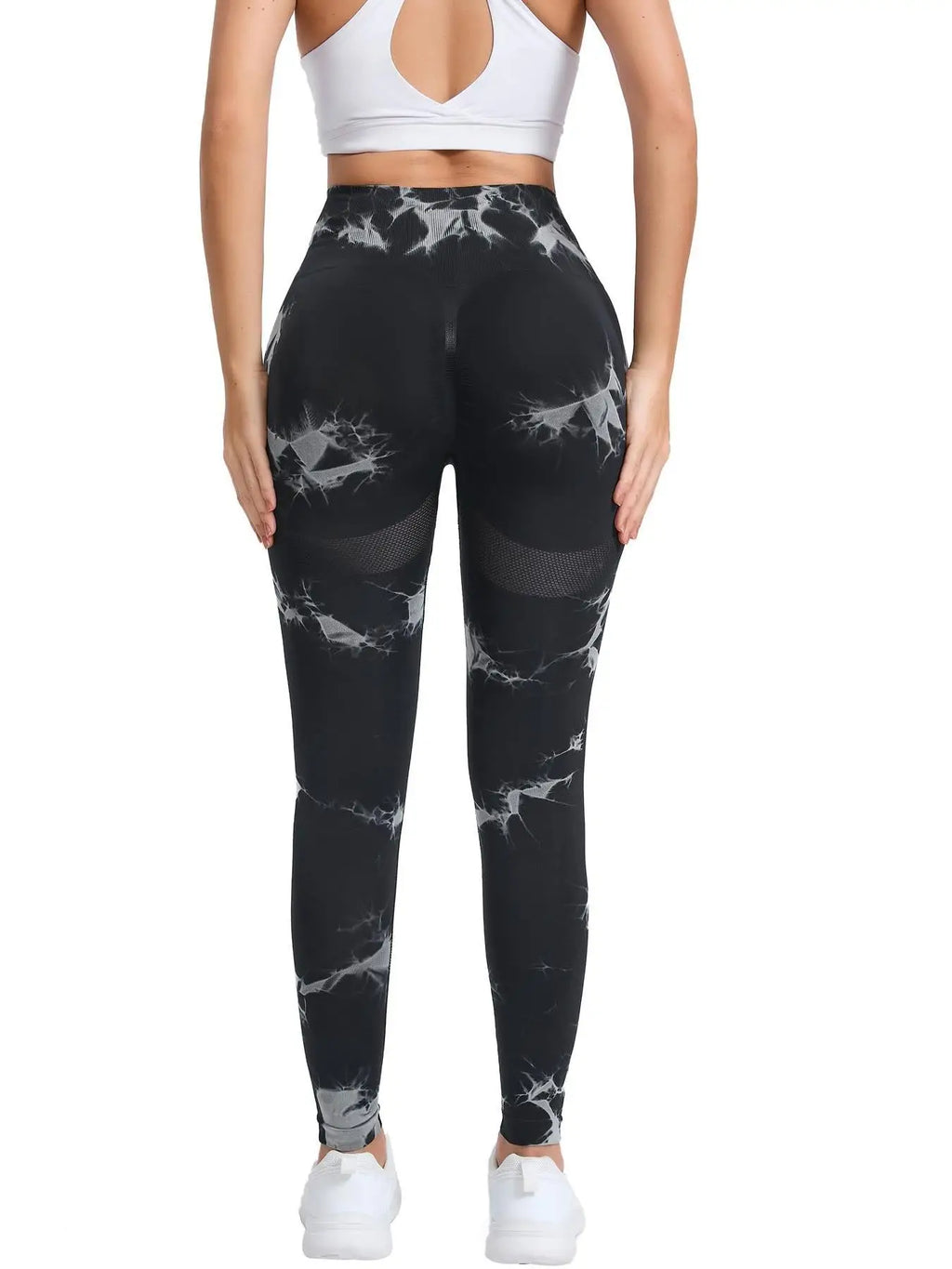 New Women's Peach Tie-dye High-Waist Yoga Pants Abdominal Lifting Gluteal Fitness Seamless Sports Tight Long Fitness Leggings