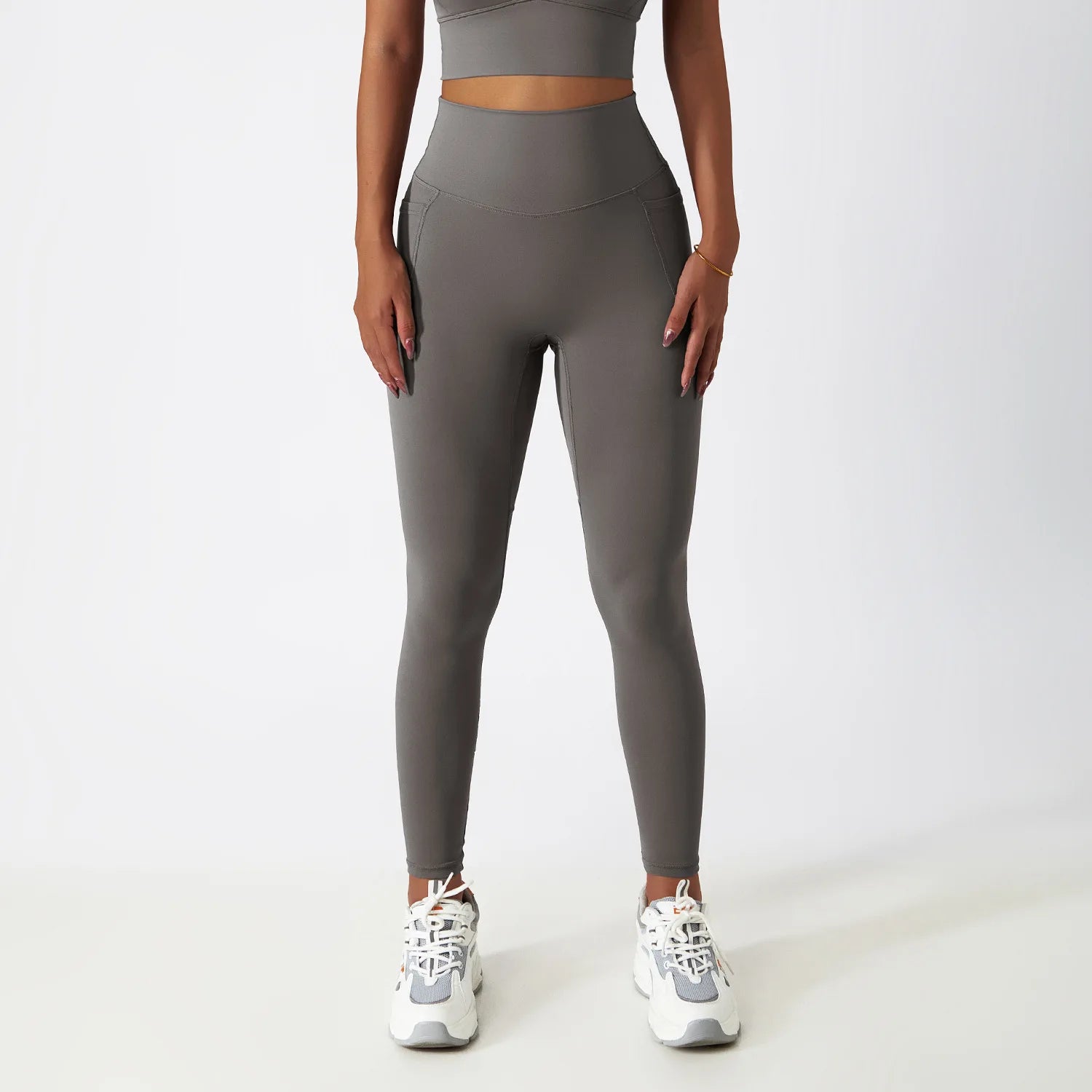 Women's Seamless Leggings Side Pockets Sports High Waist Hip Lifting Tummy Control GYM Tights Workout Fitness Elastic Yoga Pants