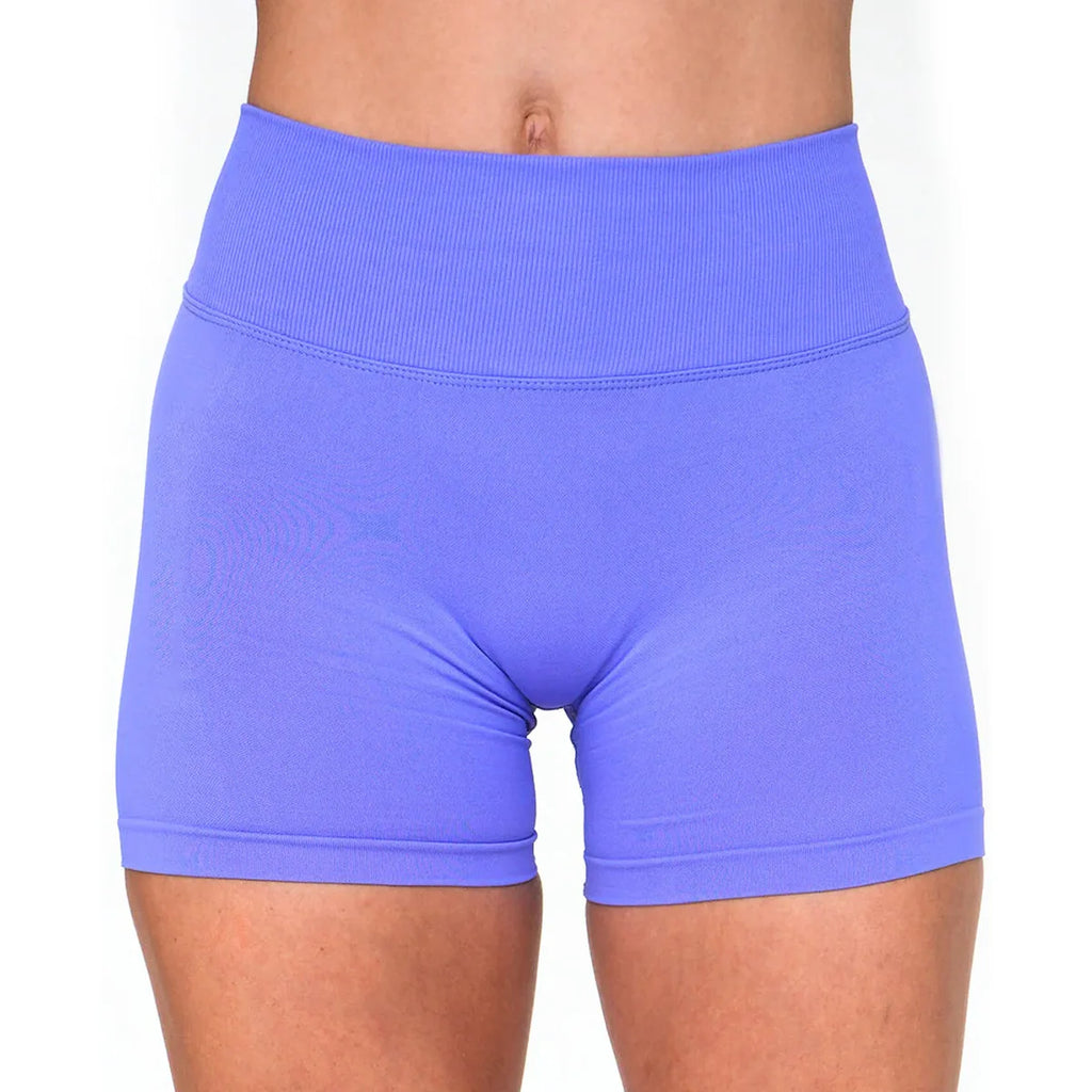 Seamless Workout Shorts for Women, V-Waistband Tight Fit Shorts, 3-Inch Yoga Running Shorts