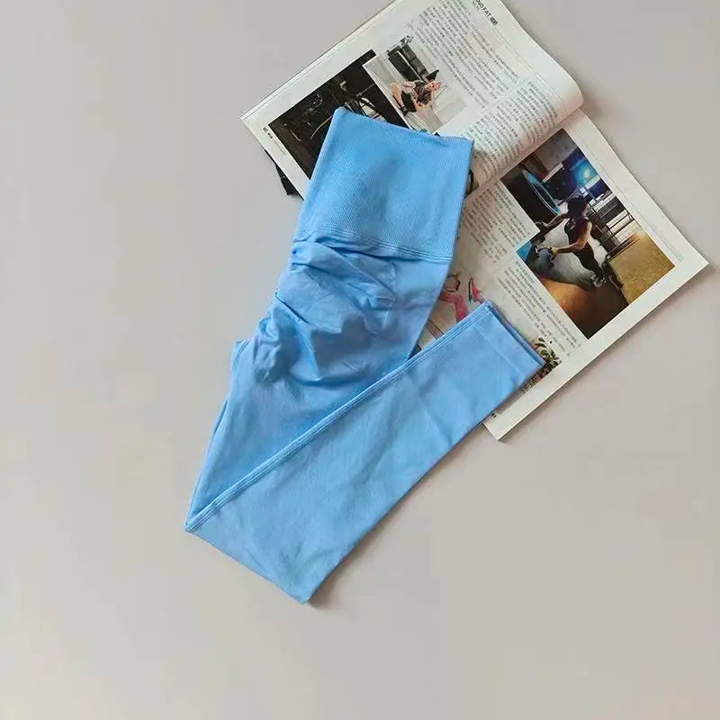 Seamless Sport Yoga High Waist Pants Leggings Sport See Through Yoga Gym Running Quick Dry Pants Scrunch Butt Pants