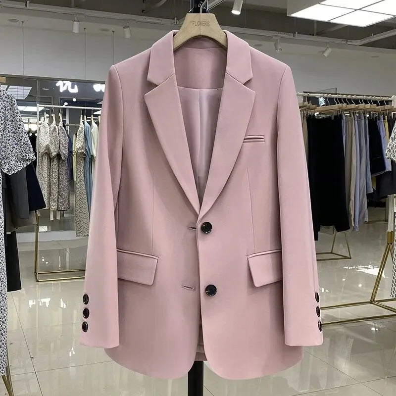 2026 New Blazer Women Coat Spring New Office Lady Blazer Womens Vintage Casual Loose Korean Version Small Suit Jacket 20 Colors