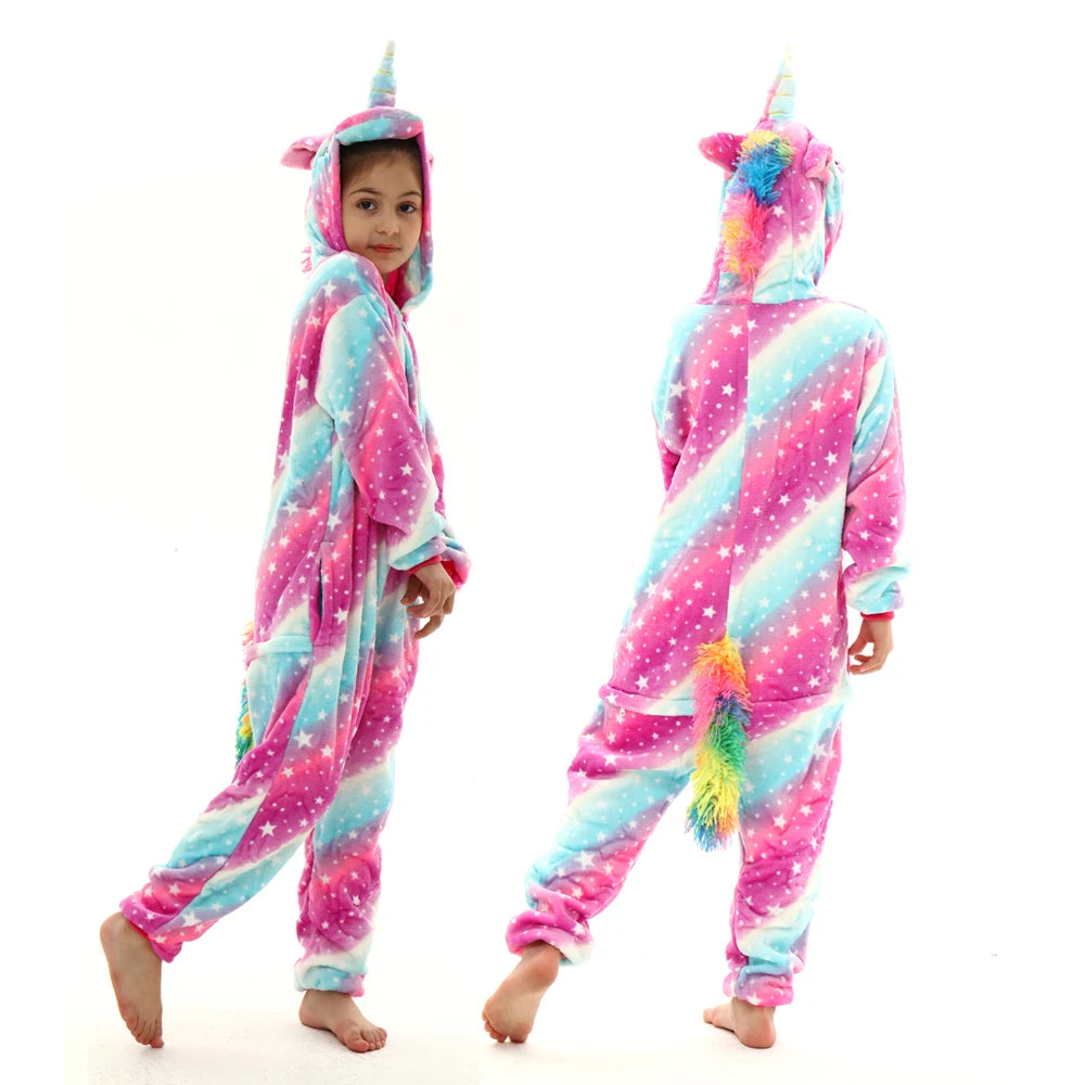 boys girls stitch kigurumi pajamas children winter flannel onesies kids panda tigger dinosaur pijama baby blanket sleepers