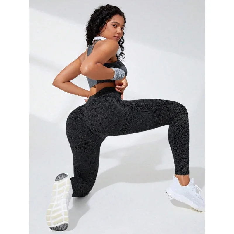Women High Waist Sports Leggings Seamless Yoga Pants High Elastic Hip Liftting Workout Running Breathable Yoga Fitness Leggings