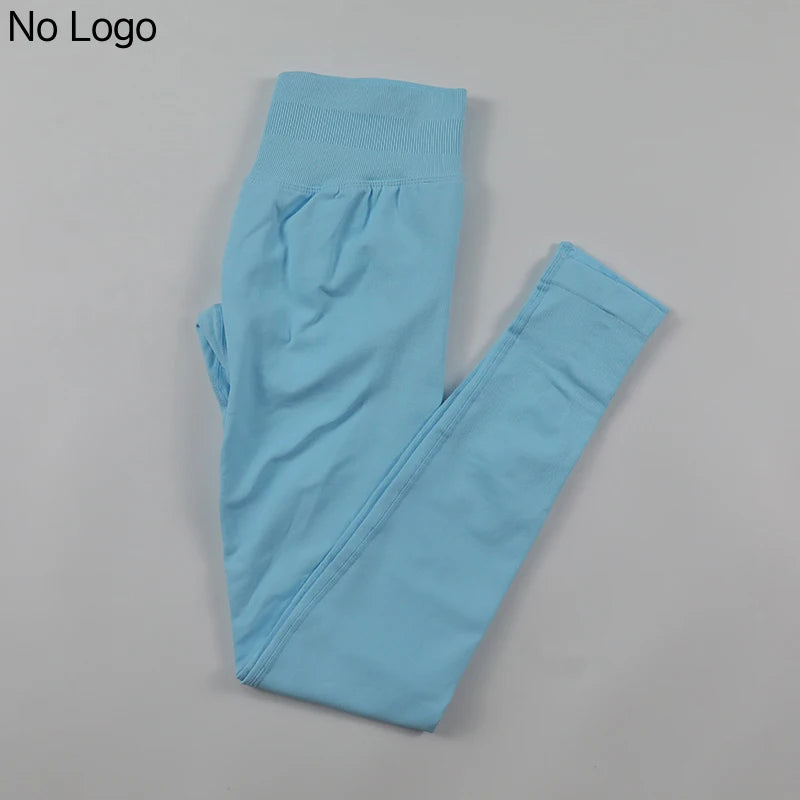 No Logo Sexy V-Back Leggings Seamless Yoga Pants Scrunch Butt Lifting Gym Leggings Low Ribbed Waistband Fitness Sports Tights