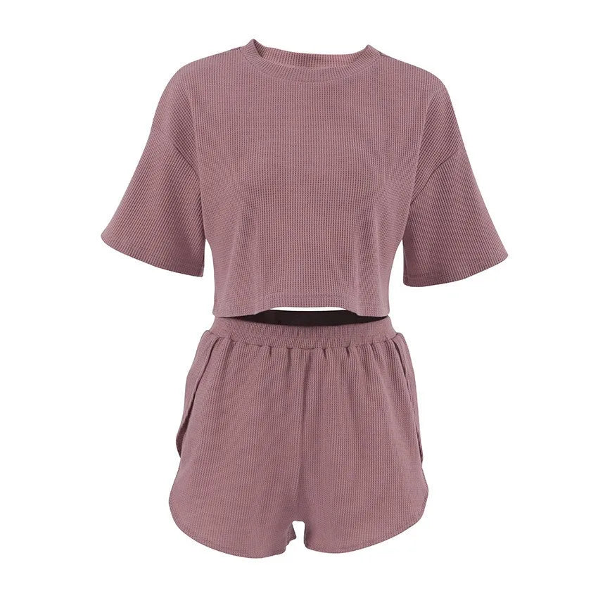 Sexy Women's Solid Color Pajama Set Short Sleeve Stylish Top And Shorts Comfortable Relaxed Fit For Summer Sleepwear Loungewear