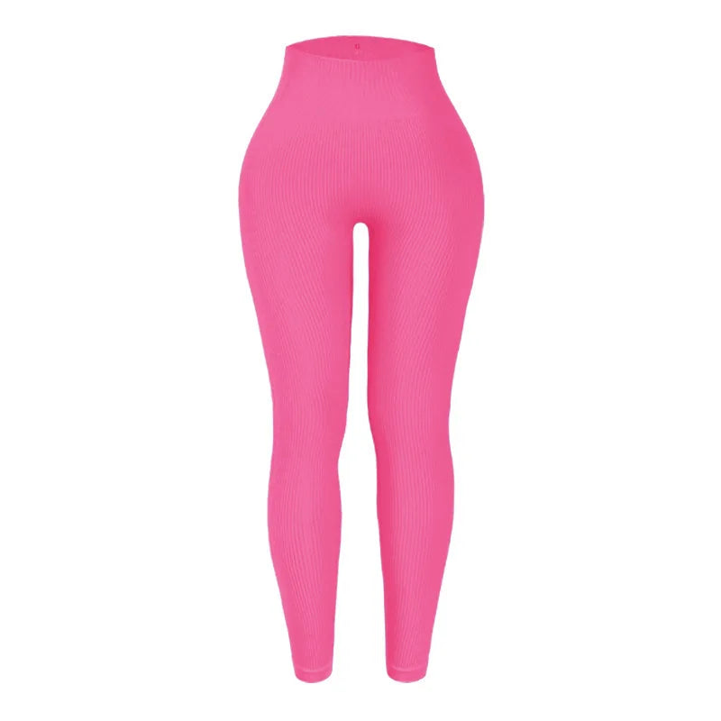 Ribbed Yoga Pants For Women High Waisted Gym Sport Leggings Seamless Female Fitness Legging Tummy Control Training Tights Ribbed