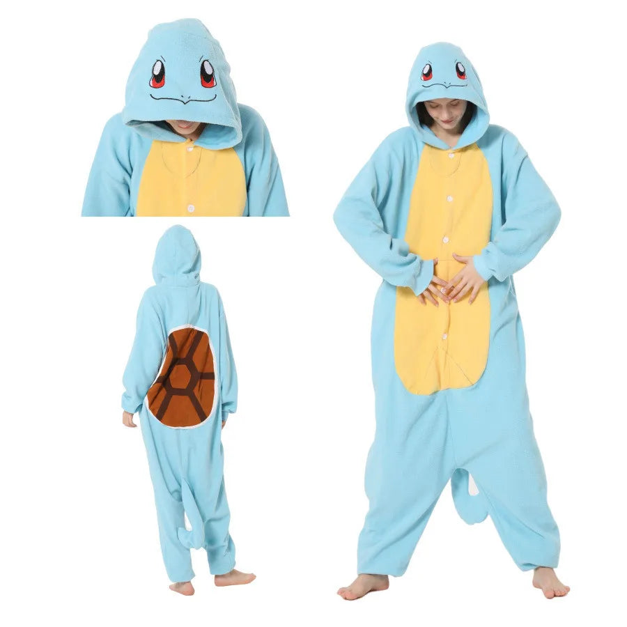Squirtle Onesie Kigurumi Pajamas for Adult Cosplay Costume Halloween Christmas Anime Sleepwear Suit