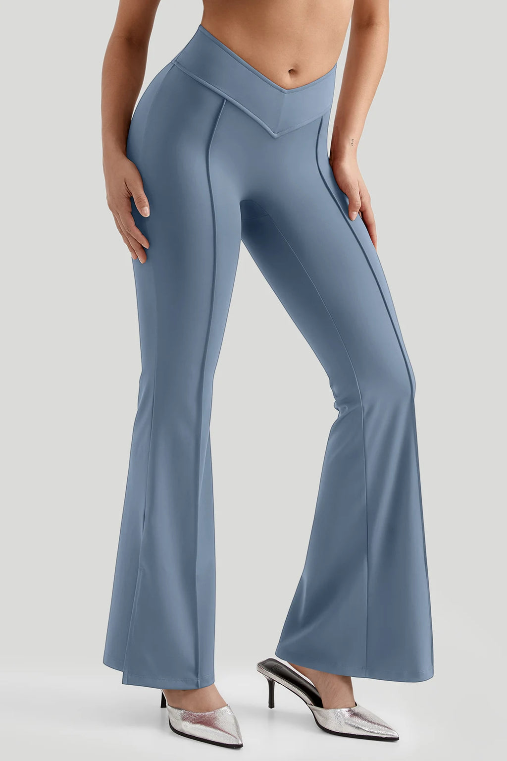 Women's V-Waist Flared Yoga Pants Slim-Fit Seamed Butt-Lifting Wide-Leg Trousers  Soft Comfortable Casual Flared  Sports Pants