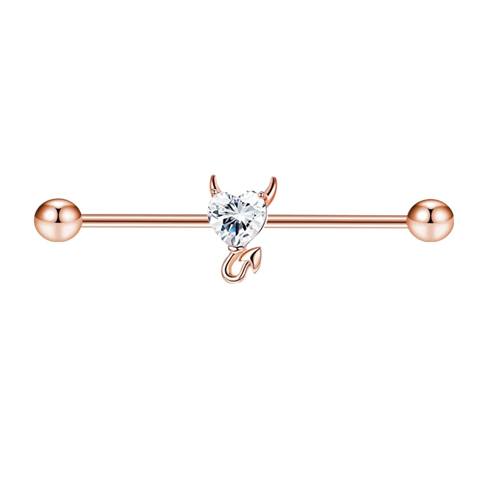 316L Surgical Steel Industrial Barbell Earrings Heart Arrow for Women Men Helix Conch Cartilage Piercing Jewelry 38mm 14g Bar