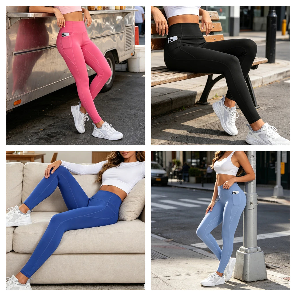 Women Leggings with Pocket Gym Workout Running Tights Stretchy Yoga Fitness Skinny Pants  Butt Liftting Sports Leggings