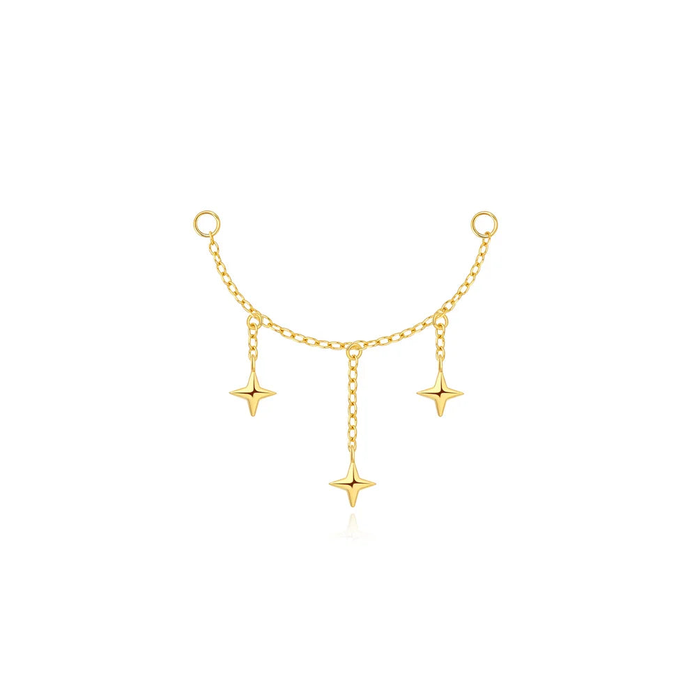 ROXI 925 Sterling Silver DIY 1 Piece Tassel Chain zircon Charms accessory for Women Circle/Piercing Earrings Perforated Jewelry