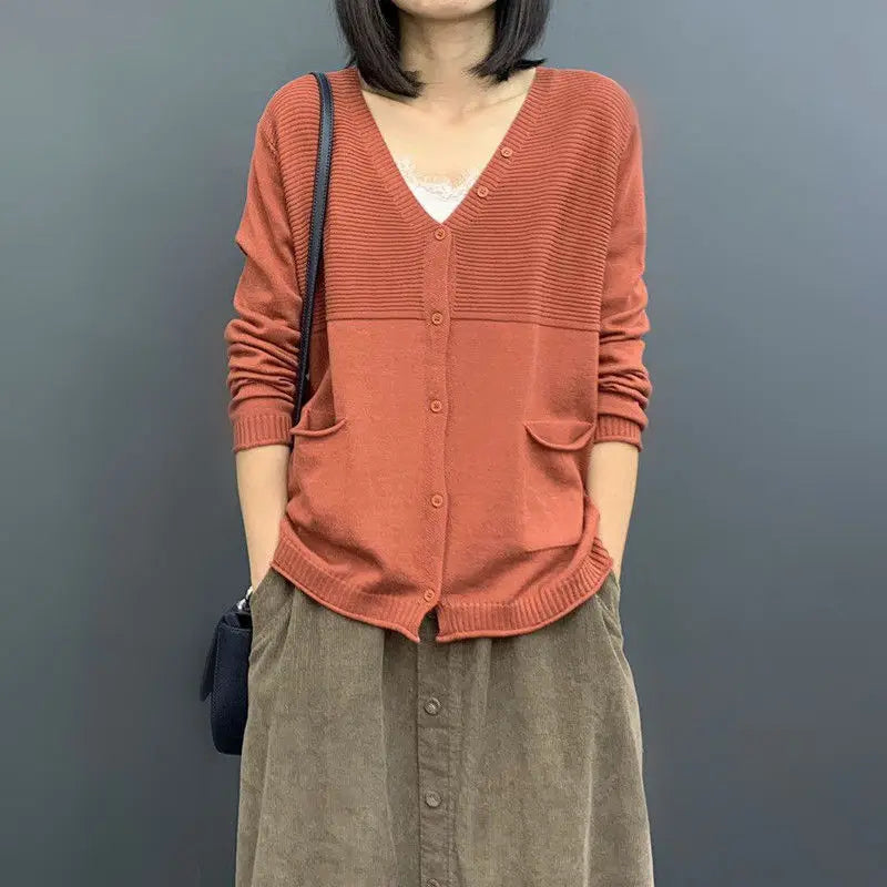 Long Sweaters V Neck Tops Sweater Cashmere Cardigans Woman Y2k Vintage Brown Crochet Knitted Cardigan for Women 2025 Trend Black