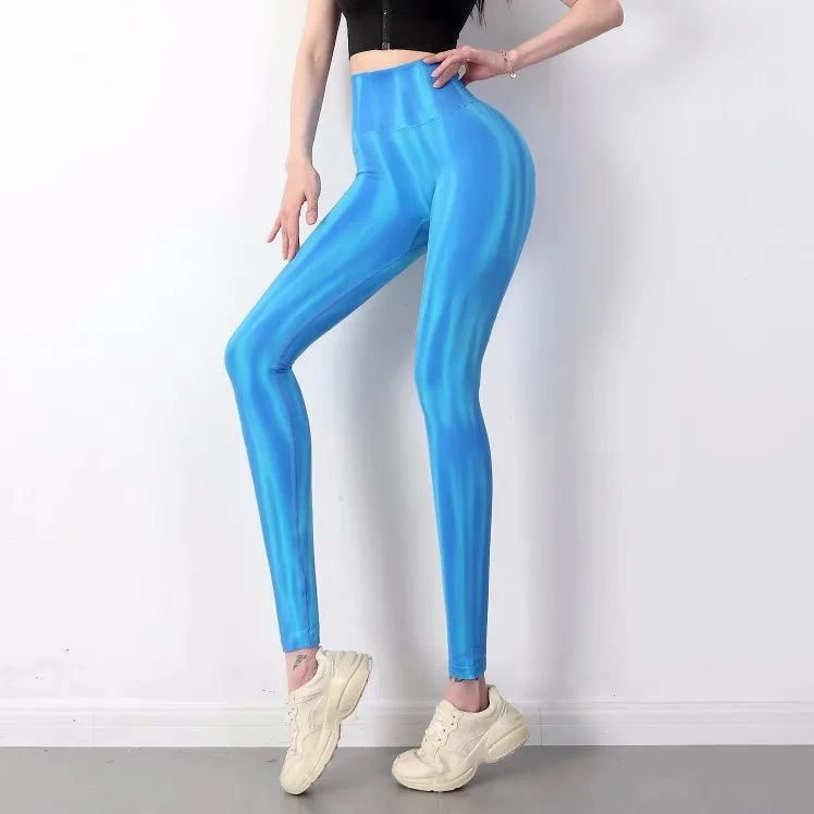 Women Tie Dye Seamless Leggings Scrunch Fitness High Waist Athletic Yoga Pants Soft Nylon Workout Elastic Gym Training Leggins