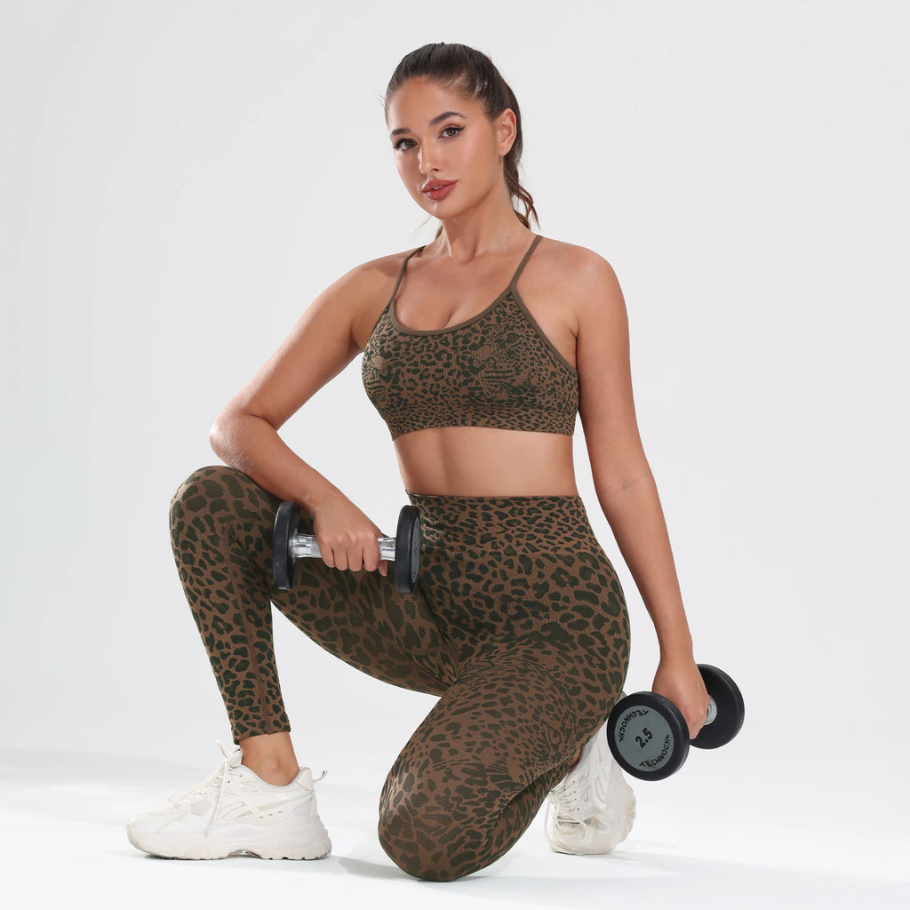 Leopard Print Seamless Yoga Pants High Waist Tummy Control Butt Lifting Sports Leggings Leggings Workout Tights for Women