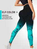 Gradient Tie Dye Yoga Pants Seamless Women's Running and Sports Pants High Waist and Hip Lifting Fitness Clothes Elastic Tight P
