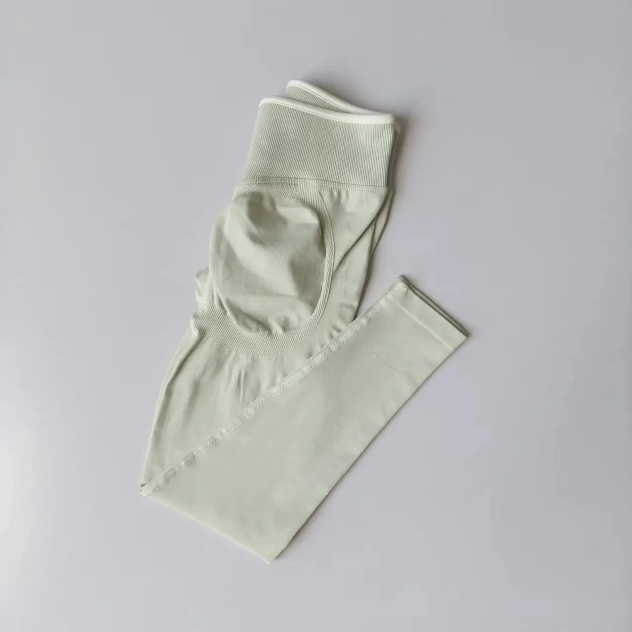 Women's Seamless Gym Solid Color Sports Pants White Edge Waist Tight High Waist Hip Lifting Yoga Pants Running Exercise Pants