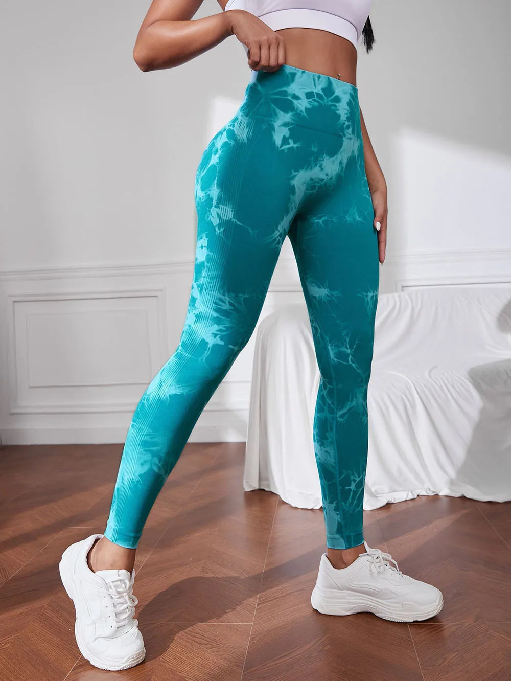 Hip Lifting Seamless Fitness Gym Leggings Tie Dye Yoga Pants Women's Pants Tummy Control High Waist Workout Pants