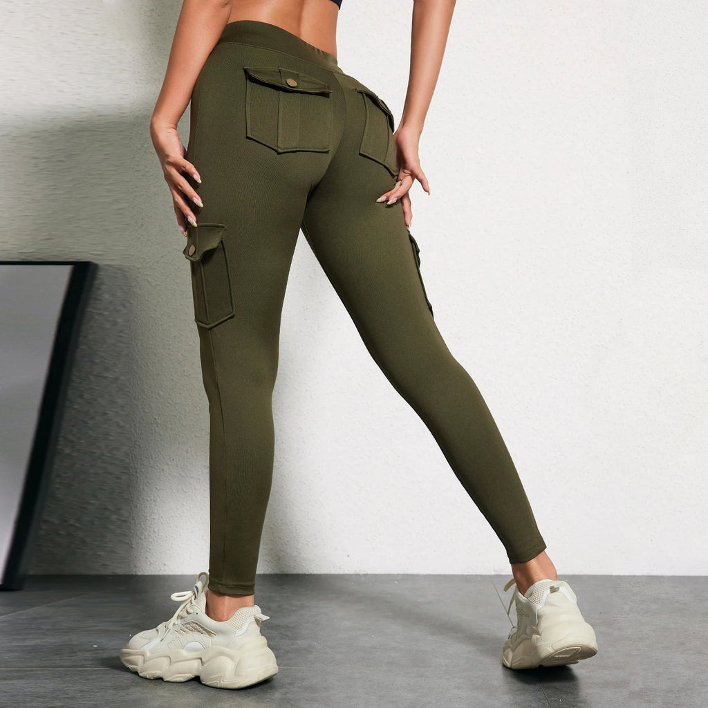 CHRLEISURE Seamless Yoga Pant with Pocket Women's Hip Lifting Sport Leggings Gym High Waist Fitness Tight Elastic Slim Workwear