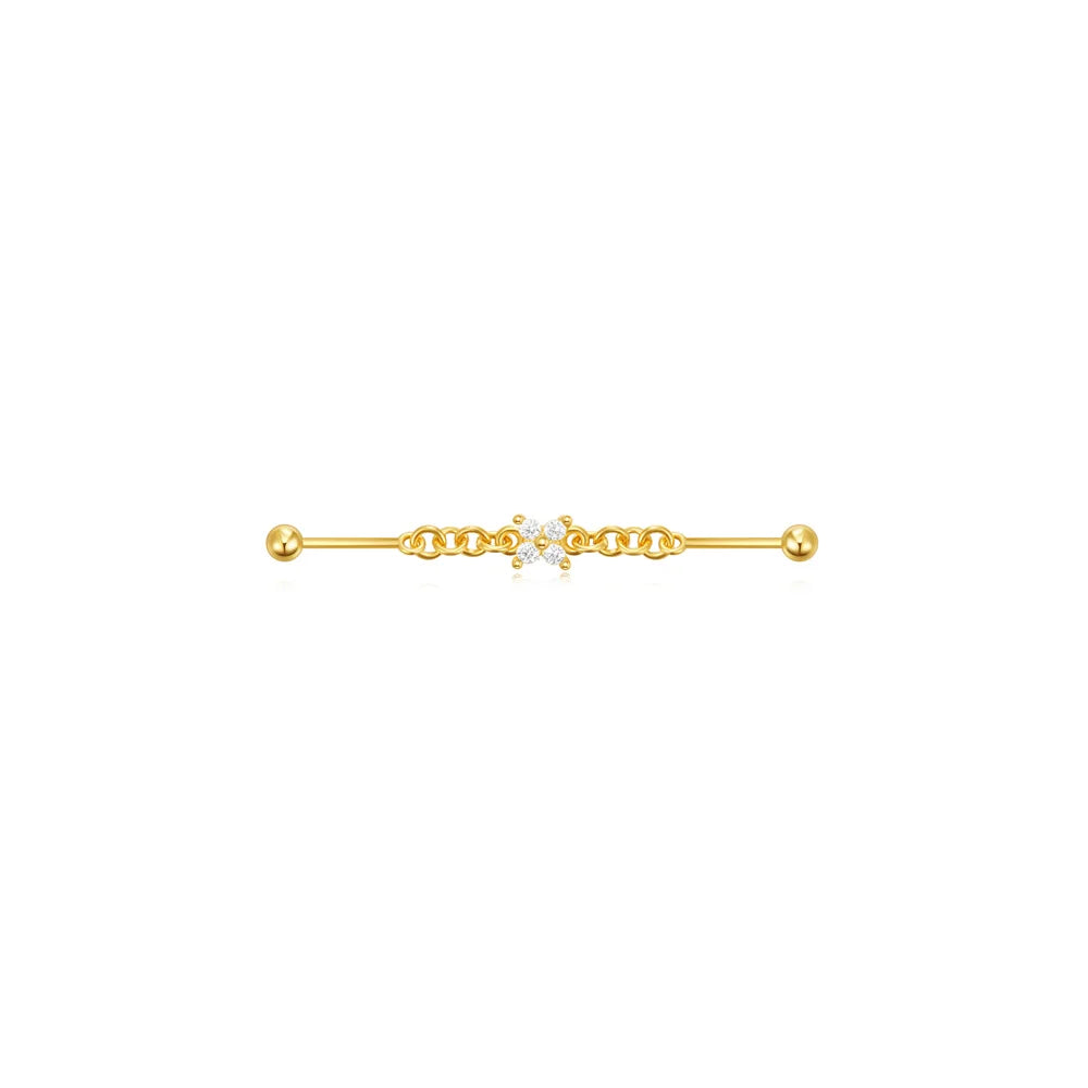 CANNER 925 Sterling Silver Devil's Eye Five Petals Zircon Chain Barbell Piercing Women Ins Butterfly Octagonal Star Earring
