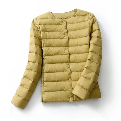 2024 New Spring Winter Women Liner Warm Down Jackets Ultralight Collarless Portable Female Padded Parkas O-Neck Puffer Overcoat