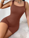 Summer Bestseller Women's Spaghetti Strap Square Neck Tank Top Sleeveless Tummy-Control Leggings Yoga Fitness Sports Jumpsuit