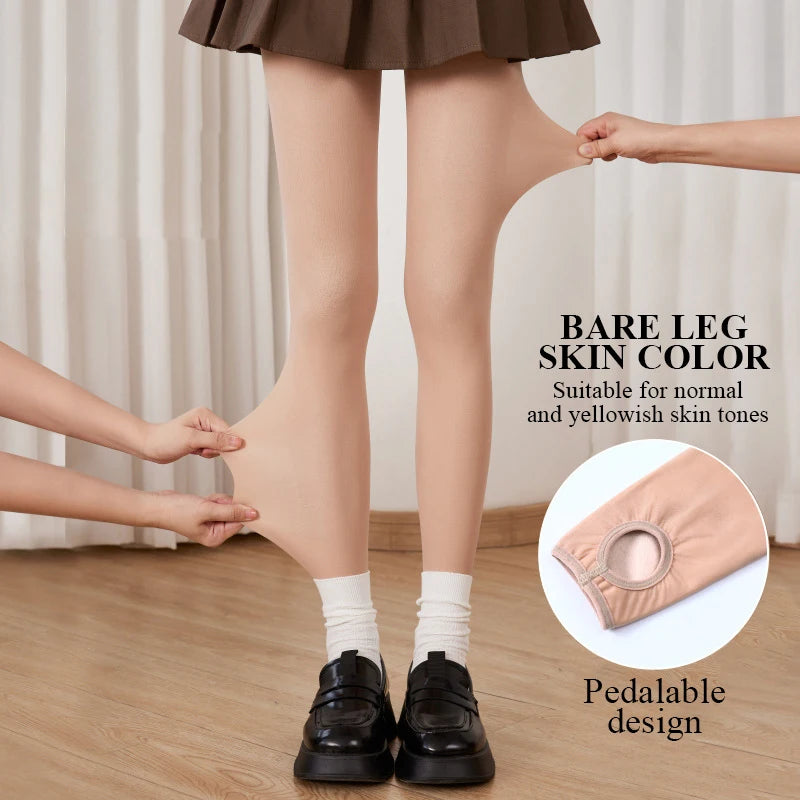 Kave Nude Leggings Winter Warm Double-layer Pile and Thicken Silk Stockings for Women Natural Autumn Flesh-colored Pantyhose