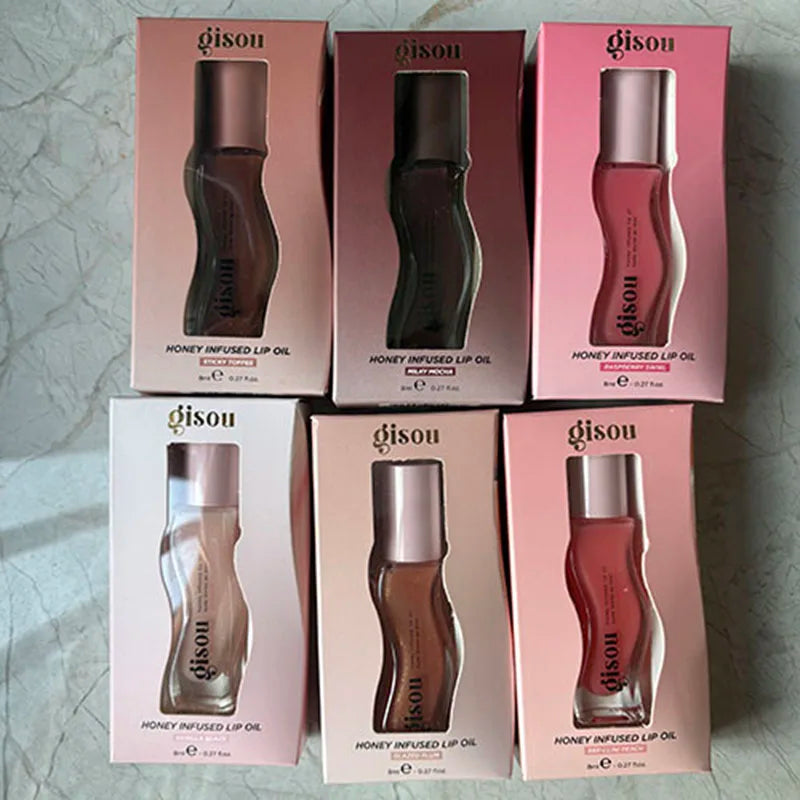 Gisou Watermelon Strawberry Essence Lip Oil Lipstick Long Lasting Moisturizing Reduce Lip Lines Liquid Gloss Makeup Lips Care