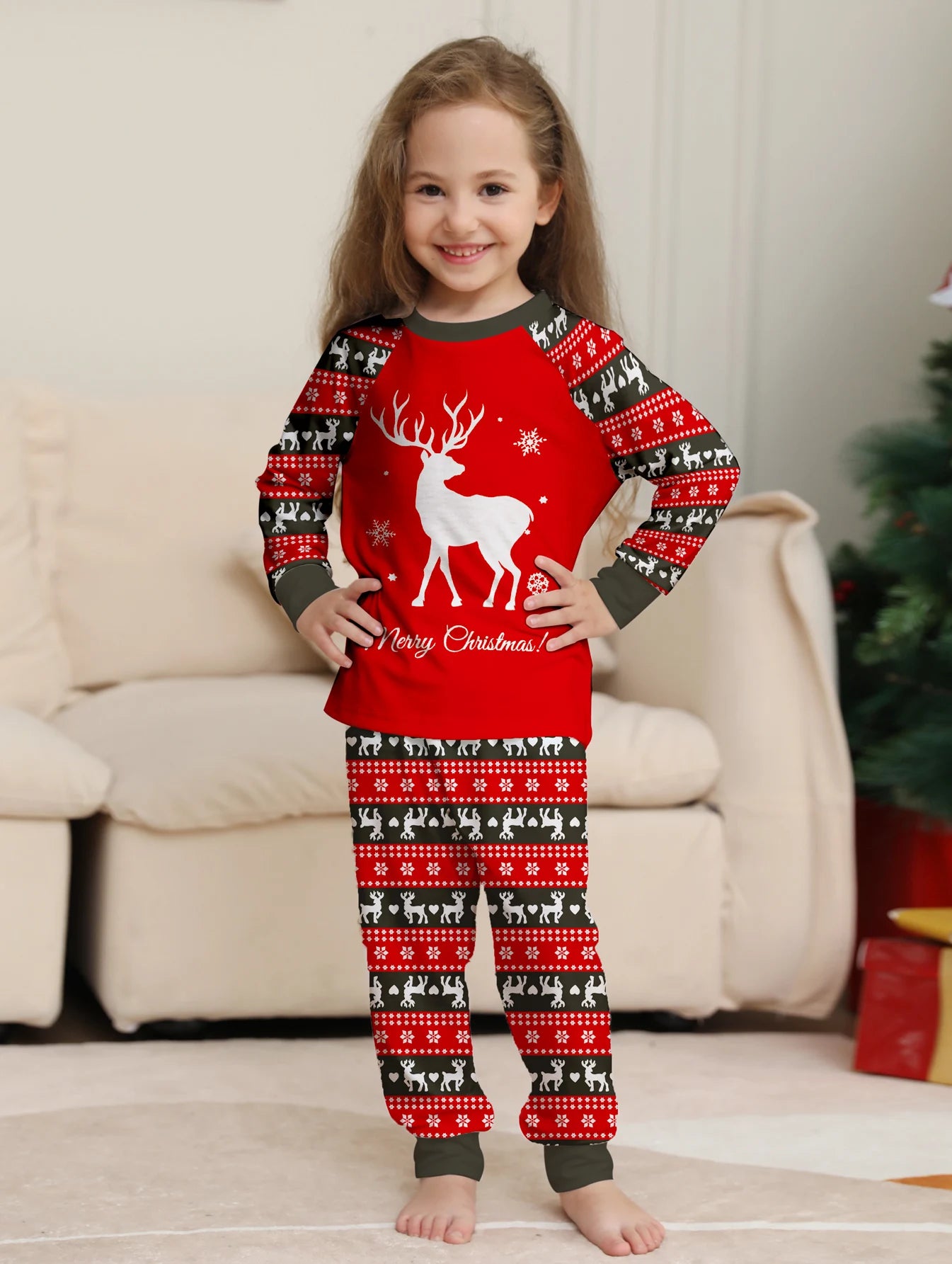 Mom Dad Kids 2 Pieces Pajamas Set Baby  Casual Loose Sleepwear Xmas Family Look Pyjamas Christmas Family Matching Outfits
