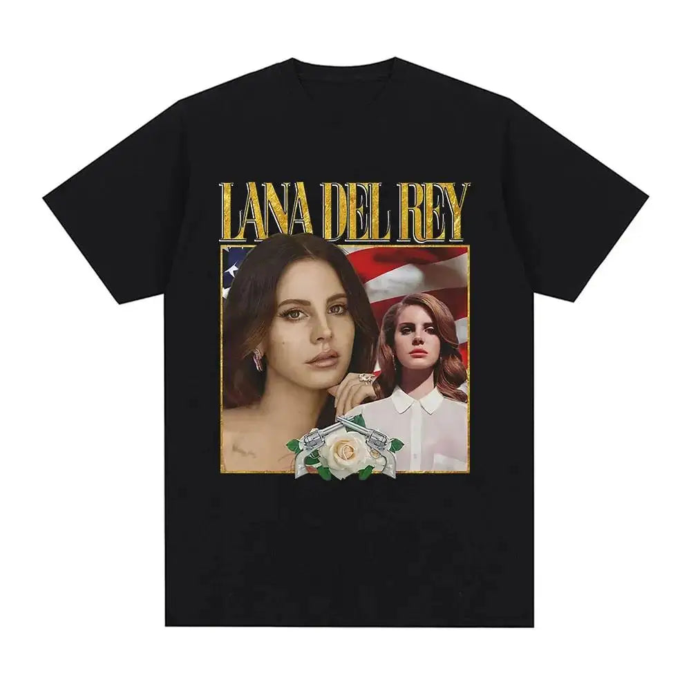 Singer Lana Del Rey Print T Shirt Men Women Fashion Hip Hop Streetwear Harajuku Short Sleeve Plus Size T Shirt Unisex