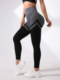 Seamless Color Block High-waisted Yoga Leggings Women's Peach Hip Training Leggings Sport Running Fitness Pants