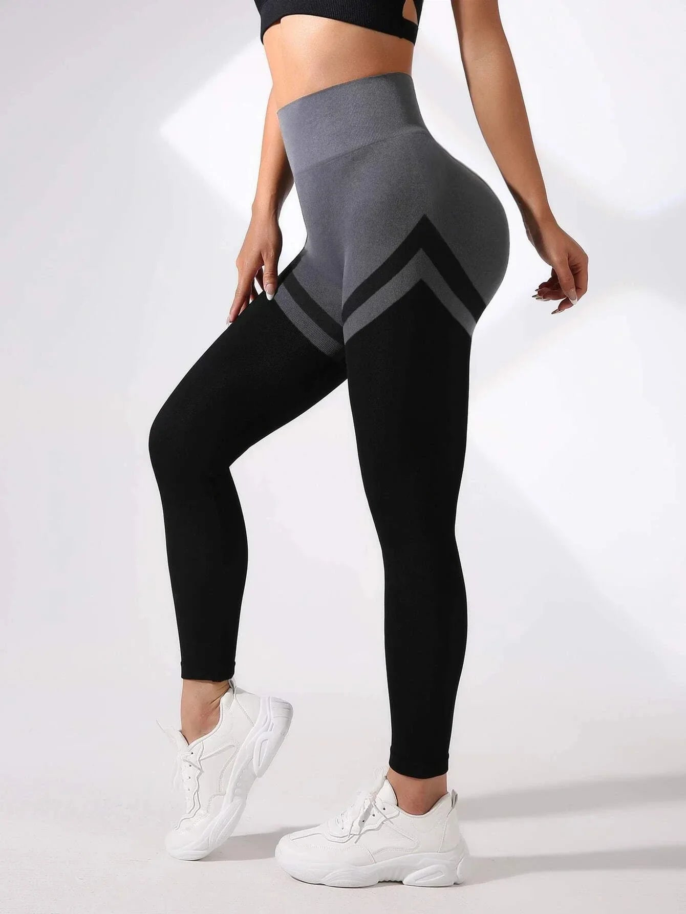 Seamless Color Block High-waisted Yoga Leggings Women's Peach Hip Training Leggings Sport Running Fitness Pants