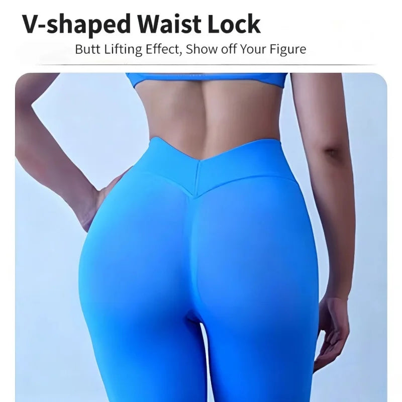 V Waist Scrunch Butt Leggings Women High Waisted Booty Lifting Quick Dry High Stretch Yoga Pants Gym